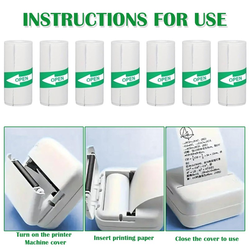 10 Rolls Mini Printer Sticker Paper Roll, Thermal Printer Paper,
