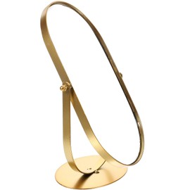 Kichvoe Vintage Vanity Table Mirror Desk Makeup Mirror Golden Metal Framed Small Stand Mirrors Adjustable Rotation for Tabletop,Office,Bedroom,Bathroom