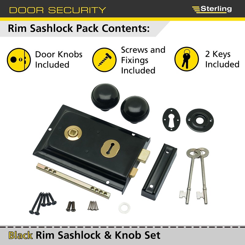 Sterling SRL004KN 152mm x 101mm Black Rim Sashlock & Knob