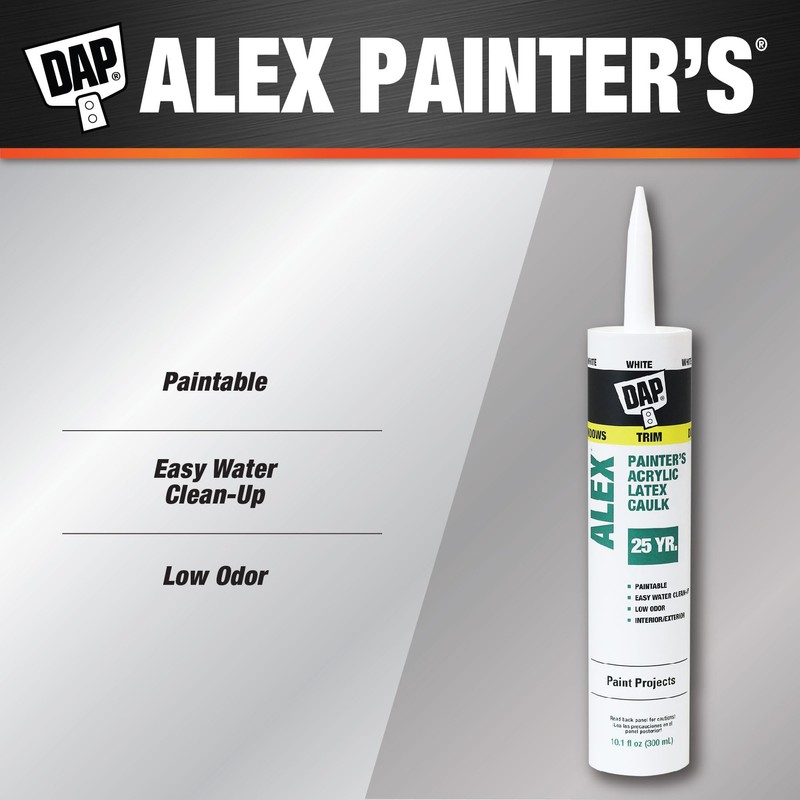 DAP Alex Painter's Acrylic Latex Caulk, White, 10.1 Oz 30