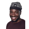 Black Paisley Zandana Tie Bandana Style Fitted Skull Cap Biker