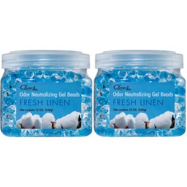 Clear Air 12 Ounce Odor Eliminator Gel Beads Fresh Linen 2 Pack Essential Oils 90 Days