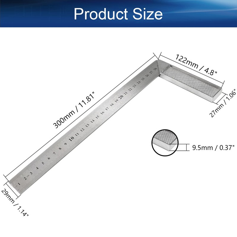 Auniwaig 300mm Stainless Steel Metric Framing L Square Right 90