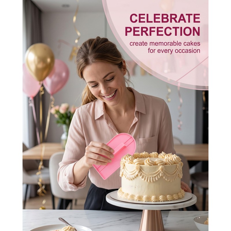 RAVNIX Lisciatore Smoother per Torte 2 Pezzi Rosa e Blu,