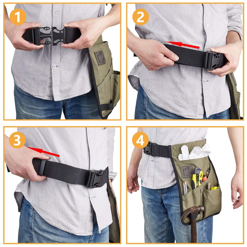 Waist Tool Bag,5-Pocket Single Side Tool Belt Pouch Work Apron
