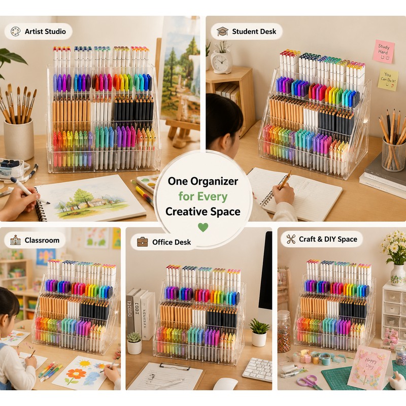 Acrylic Marker Pen Holder Organizer for Artists & Students –