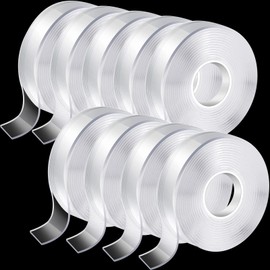 Fainne 9 Rolls Total 90ft Nano Tape Clear Double Sided Adhesive Mounting Tape Heavy Duty 1.18 in x 10 ft Each Double Sided Transparent Removable Sticky Poster Tape for Poster Carpet Household