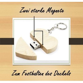USB Stick 3.0 Solid Wood Heart for Photo Album Engagement Love Wedding Birthday Data Storage Gift Idea Maple 64GB
