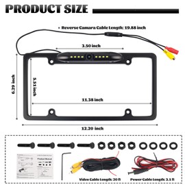 License Plate Backup Camera,170° Wide Angle License Plate Camera with LED HD Night Vision Design,Water Resistant Back up Cameras for Cars for US Licenses Plates,Cars,SUVs