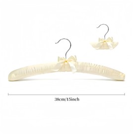 Wonafa 5 Pcs Satin Padded Hangers for Women Clothing, Sweater Hangers No Bump，Anti Slip Cushioned Hangers for Sweaters, for Clothes Sweaters Dresses Suits (5, Beige)