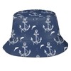 Nautical Anchor Bucket Hats Fashion Sun Cap Packable Blue Fisherman