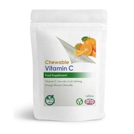 Vitamin C (Orange Flavour, Chewable Tablets) 1000mg, Ascorbic Acid (Vegan) Immune System Heart and Blood Support (Pack of 30)