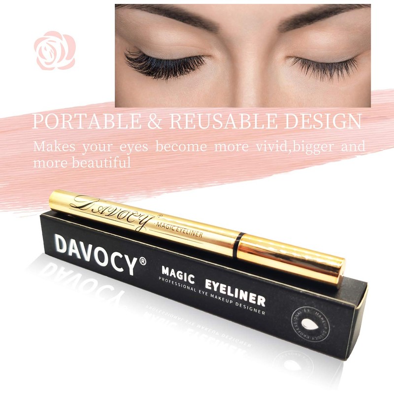 Davocy Magnetic Eyeliner for False Eyelash, No Glue Need, Suitable