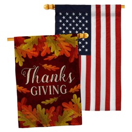 Ornament Collection Fall Home American Flags for Outside 3x5 Banner Pack Wall Scroll Room Tapestry Indoor Burlap Textile Poster Pumpkins Thanksgiving Patriotic Decor, Autumn Gifts Made in USA