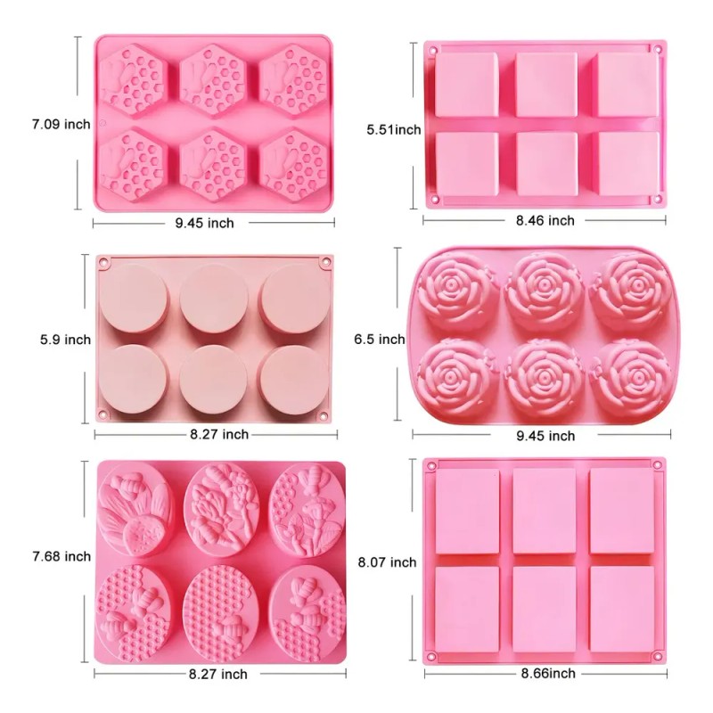 6 Piezas Molde Silicon De 6 Agujeros Para Jabone Repostería；Moldes