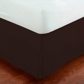 King Size Luxury Tailored Bed Skirt 14" Drop Pleated Styling Dust Ruffled Solid Brown New
