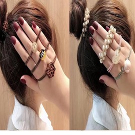 Yeoubi 6pcs Hair Bands Women Hair Accessories Fashion Amber Pearl Rhinestone Star Shape Letter Hairband Set Hair Accessories for Adults (2)