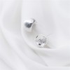 Sterling Silver Brushed Half Hoop Ball Bead Dome Drop Stud