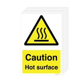Pack of 5 Caution Hot surface Labels (100 x 150mm) Kitchen Fryer Cooking Safety Sign Sticker