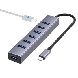 USB C to USB Hub, 8 Ports USB 3.0 Adapter with 7 USB 3.0 Data Ports,USB C Splitter with USB C 5V/3A Power Port, 7.9IN/20CM Main Cable USB HUB, USB Extension for Laptop and PC