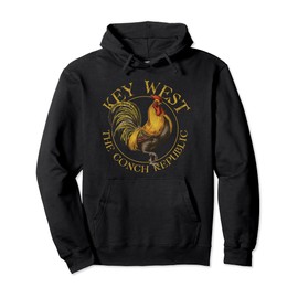 Southernmost Vacation Gear Key West Florida Vintage Rooster Design Unisex-Adults Classic Hoodie, Black, Small