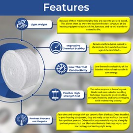 SIMOND STORE Ceramic Fiber Insulation Blanket - 100" x 16" x 1" Thick - 2400F 8# - High Temperature Insulation Baffle for Stove, Furnace, Forge, Kiln, Fireplace, Dishwasher, Pizza Oven, Chimney, etc