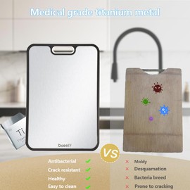 Titanium Cutting Boards for Kitchen, Cutting Board Double Sided Food Grade, Pure Titanium and Wheat Straw PP, for meat & Veggie Safe Easy to Clean Large Size 15”×11”