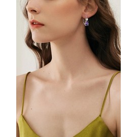 YL 7X10MM Teardrop Earrings Sterling Silver Leverback Earrings Pear Cut Created Amethyst Jewelry