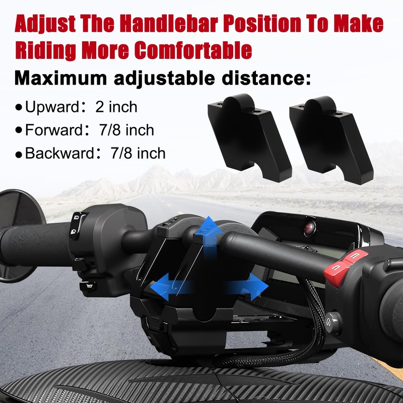Aluminum Adjustable Motorcycle Handlebar Risers for 2019-2025 Can-Am Ryker Rally