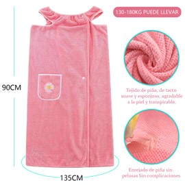 YOGONEV Bata de Baño Mujer Toalla Super Absorbente y Secado Rápido - Toallas de Baño Grandes para Adultos, Diseño Envolvente Spa/Hogar, Bata de Baño Mujer en Vellón de Coral Suave No Quitapelos(rosa)
