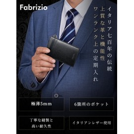 Fabrizio Pass Case, Commuter Holder, Card Case, Card Insert, Men's, Italian Leather, Slim, Genuine Leather, Card Insert, IC Card Case, Card Holder, License Case, Black