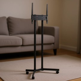 Adjustable Height Portable Rolling TV Stand 32-65 Inch 400x400mm VESA Steel Mobile Cart for TVForm: Double Bracket, With or Without Tray: No Tray