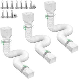 3 pack Flexible Rain Gutter Downspout Extensions,Drain Downspout Extender,Gutter Extension Flexible,Down Spout Drain Extension Pipes,Extendable from 21 to 60 Inches (3pcs white)