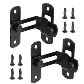 Tibapla 2 Pcs 90 Degree Door Lock Latches, Stainless Steel Sliding Door Lock Flip Door Sliding Latch with Screws for Barn Garden Bathroom Window Garage Cabinet Screen Door Sliding Door (Black)