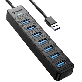 PHIXERO 7 Port USB Hub, USB 3.0 Hub Multi USB Port Hub, Portable USB Extension Hub, Compatible with All USB 3.0/2.0/1.1 Port Device