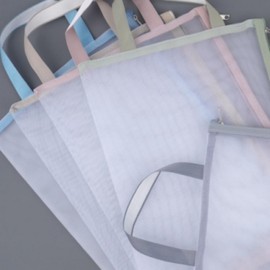 Handle Zipper Mesh Pouch - Small Travel Makeup Organizer Bag Makeup 5ea
