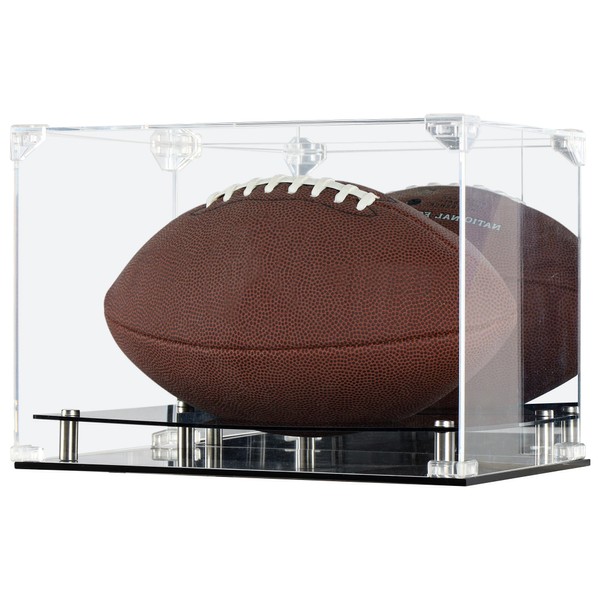 DisplayGifts UV Protection Football Display Case Holder Stand with Mirrored