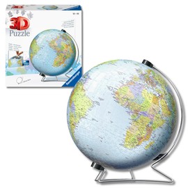 Ravensburger - Puzzle 3d Globo Terrestre Impara La Geografia | Puzzle 3d Bambini A Partire Dagli 12 Anni | Modellismo Da Costruire Bambini Di 540 Pezzi | Regalo Bambino 12 Anni E Più