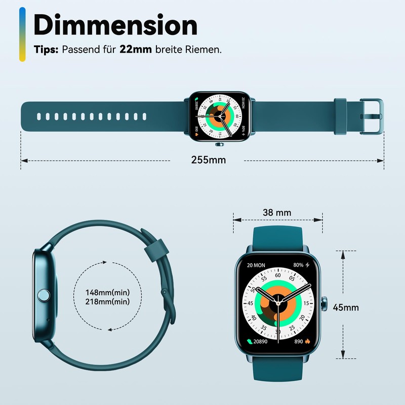 ENOMIR Smartwatch for Men and Women with Phone Function, Dark