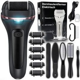 Retoo Hornhautentferner Elektrisch 6 Ersatzrollen Fußpflegegerät Hornhautfeile Wiederaufladbar Pediküre Set Hornhautraspel Fußpflege für Rissige Fersen Fußraspel 2 Geschwindigkeiten Schwarz