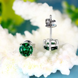 [JIANGXIN] Synthetic Emerald Fine Quality Single Earring, 925 k18 Silver, 18K Gold, 18K White Gold, Women, Adult, Deluxe, Simple, Cute, For Both Ears, Wife, Gift, Girlfriend, Birthday, Anniversary