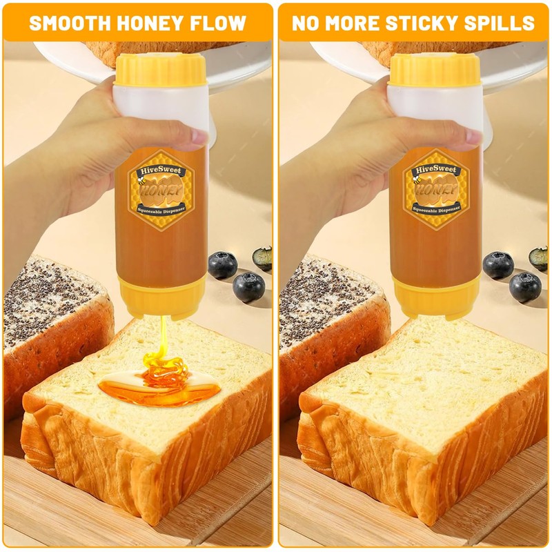 HiveSweet Honey Jar 18 Oz Honey Dispenser No Drip For