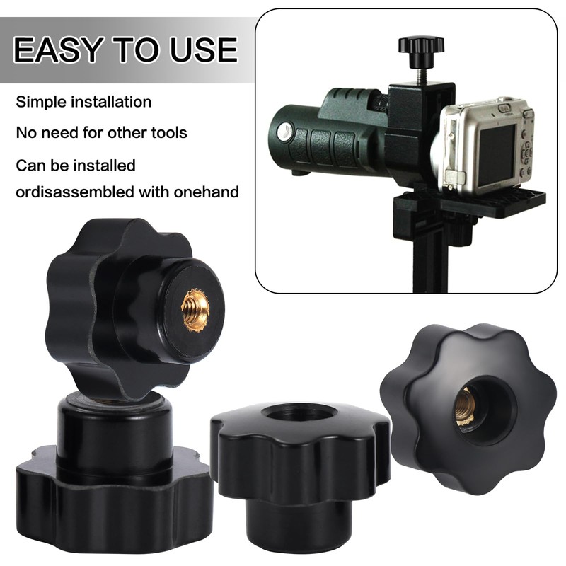 HSeaMall Star Grip Nut M6 Star Grip Screw Black Star