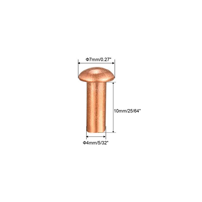 sourcing map 50pcs 5/32" x 25/64" Round Head Copper Nails