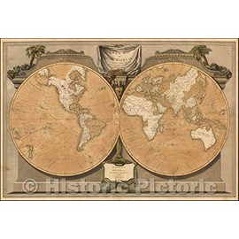 Historic Map - The World, with Captain Cook's Tracks, His Discoveries and Those of The Other Circumnavigators, 1799, James Whittle - Vintage Wall Art 24in x 16in