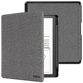 CoBak Case for 10.2 inch E-Reader 2024 and 2022 Released - with Built-in Pen Holder and Auto Sleep/Wake Function (Fabric Grey)