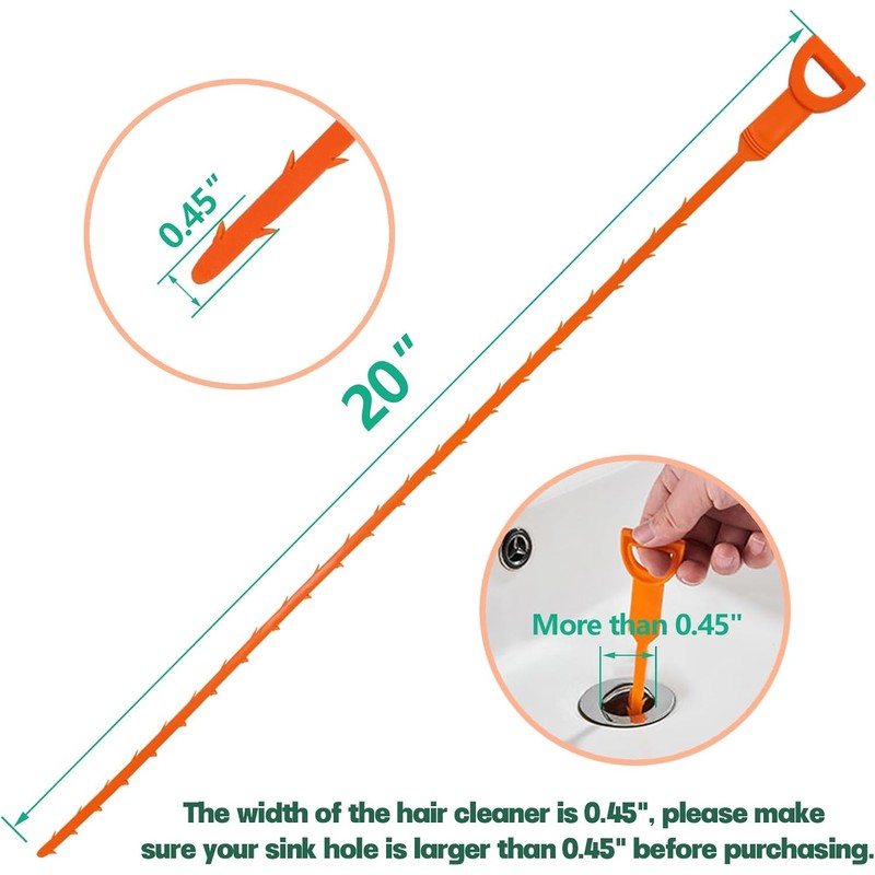 Desatascador de drenaje de pelo Snake – Paquete de 6