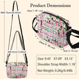 WCGXKO Pretty Educated Dedicated Melanated Crossbody Bag Pink and Green Sorority Sisterhood Gift Greek Gift (Pretty Cro-s)