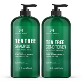 Botanic Hearth Tea Tree Shampoo And Conditioner Set | With 100% Pure Tea Tree Oil, For Itchy And Dry Scalp, Sulfate/Paraben Free | For Men And Women | 16 Fl Oz Each