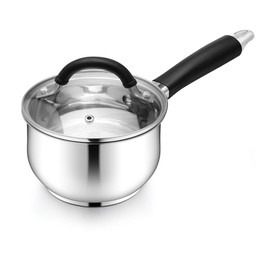 E-far 1 Quart Sauce Pan with Lid, Tri-Ply Base Stainless Steel Small Saucepan with Stay-Cool Handle, Non-toxic Kitchen Cooking Sauce Pot, Compatible with All Cooktops, Dishwasher Safe